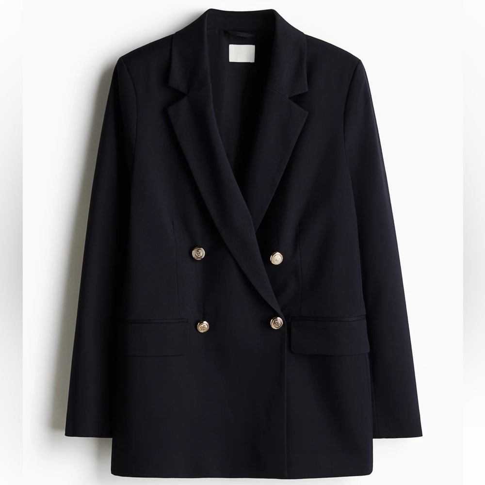 Navy Blue Double-Breasted Women's Blazer